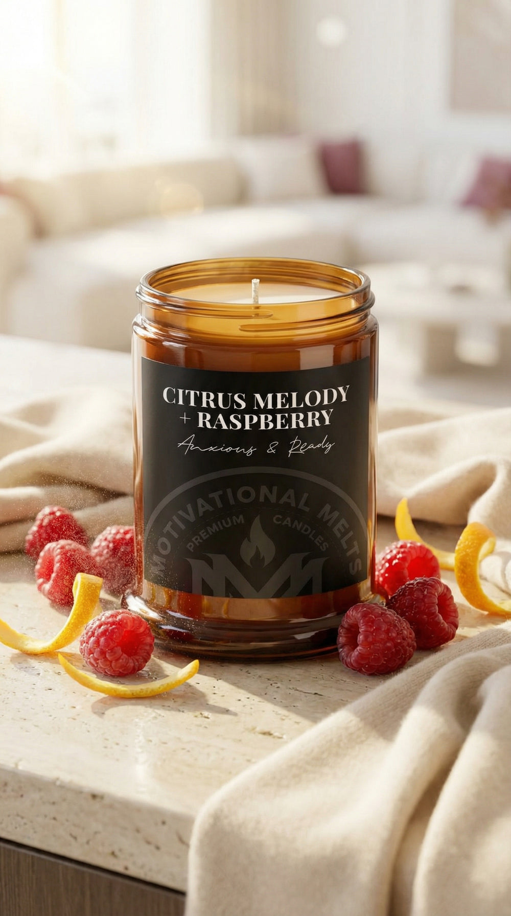 Anxious & Ready- Citrus Melody & Raspberry Soy Candle