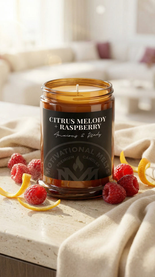 Anxious &amp; Ready- Citrus Melody &amp; Raspberry Soy Candle
