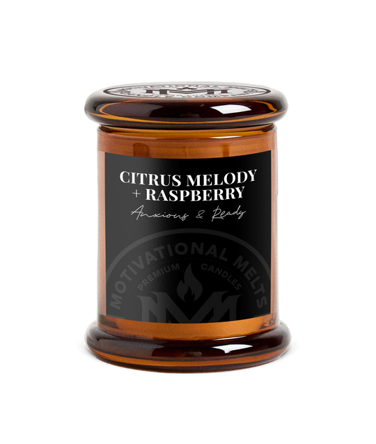 Anxious &amp; Ready- Citrus Melody &amp; Raspberry Soy Candle