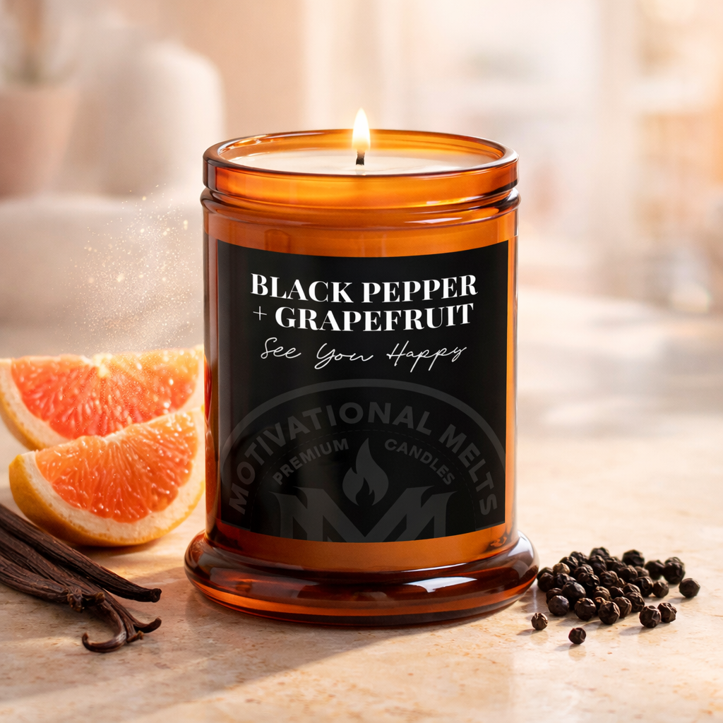 See You Happy- Black Pepper &amp; Grapefruit Soy Candle